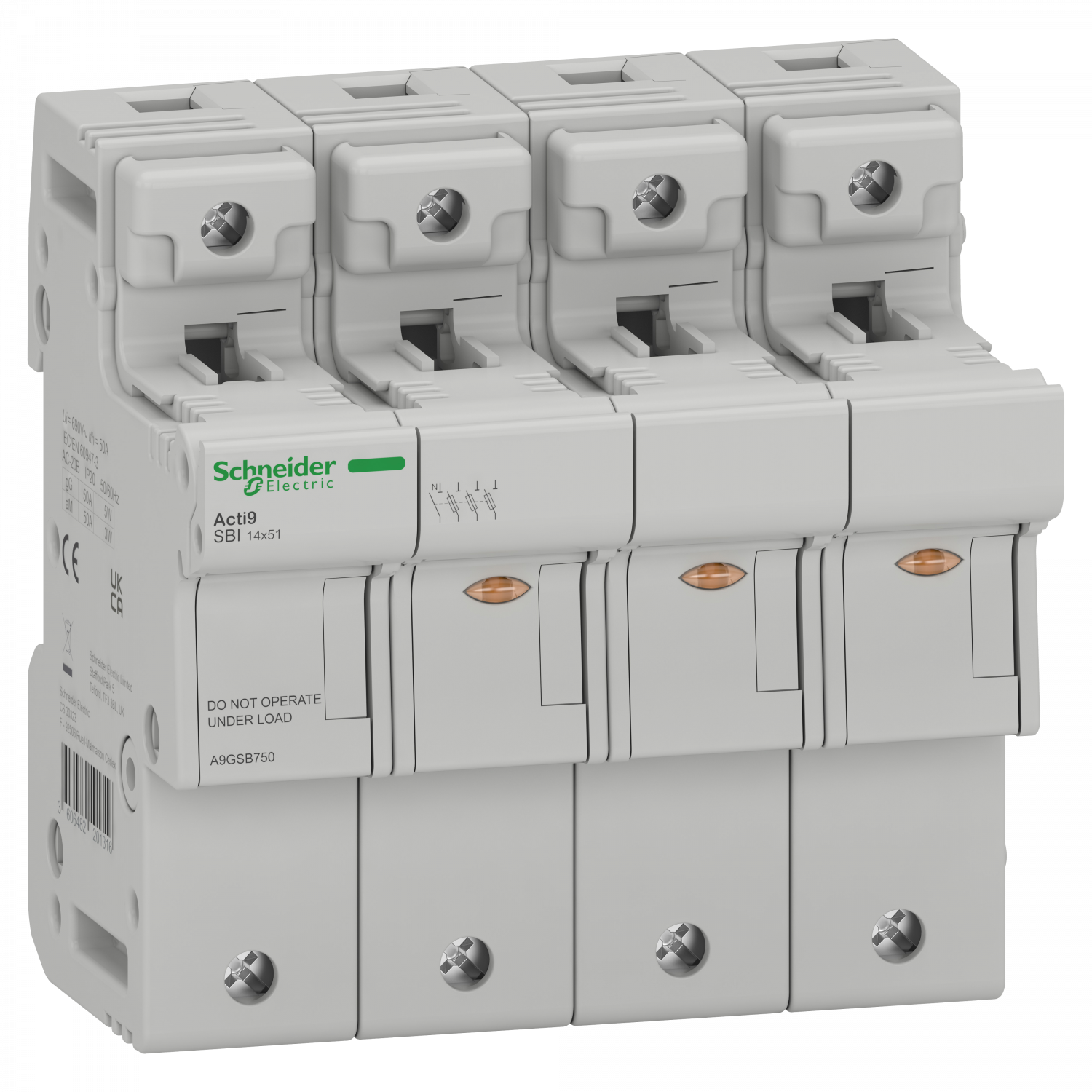 ACTI9 SBI - porte-fusible - 3P+N - 50A - pour fusible 14x51mm