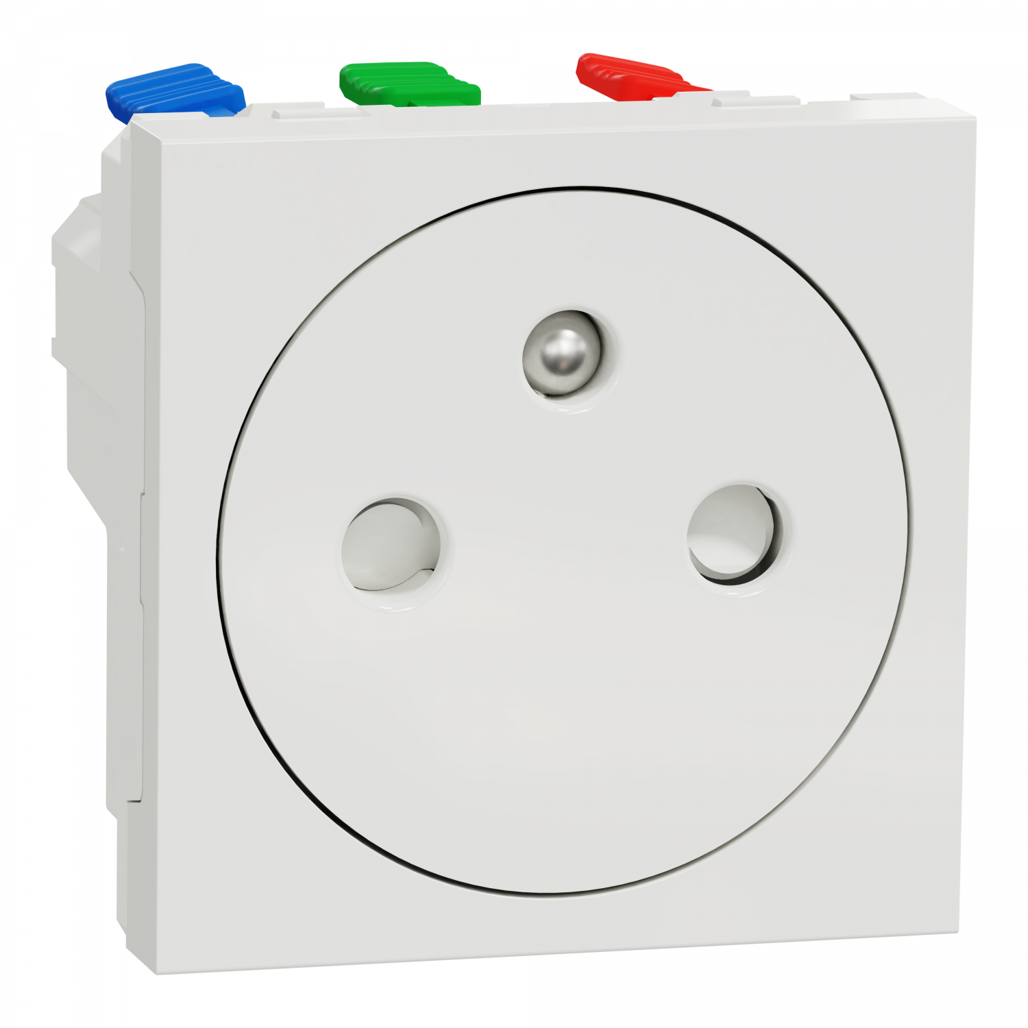 Unica - prise 2P+T - FR - 90° - affleur - raccord rapid - Blanc anti - méca seul