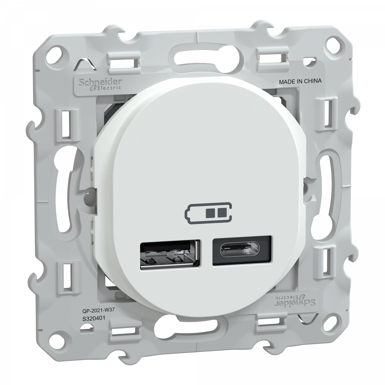 Ovalis - double chargeur USB A+C 12W - Blanc