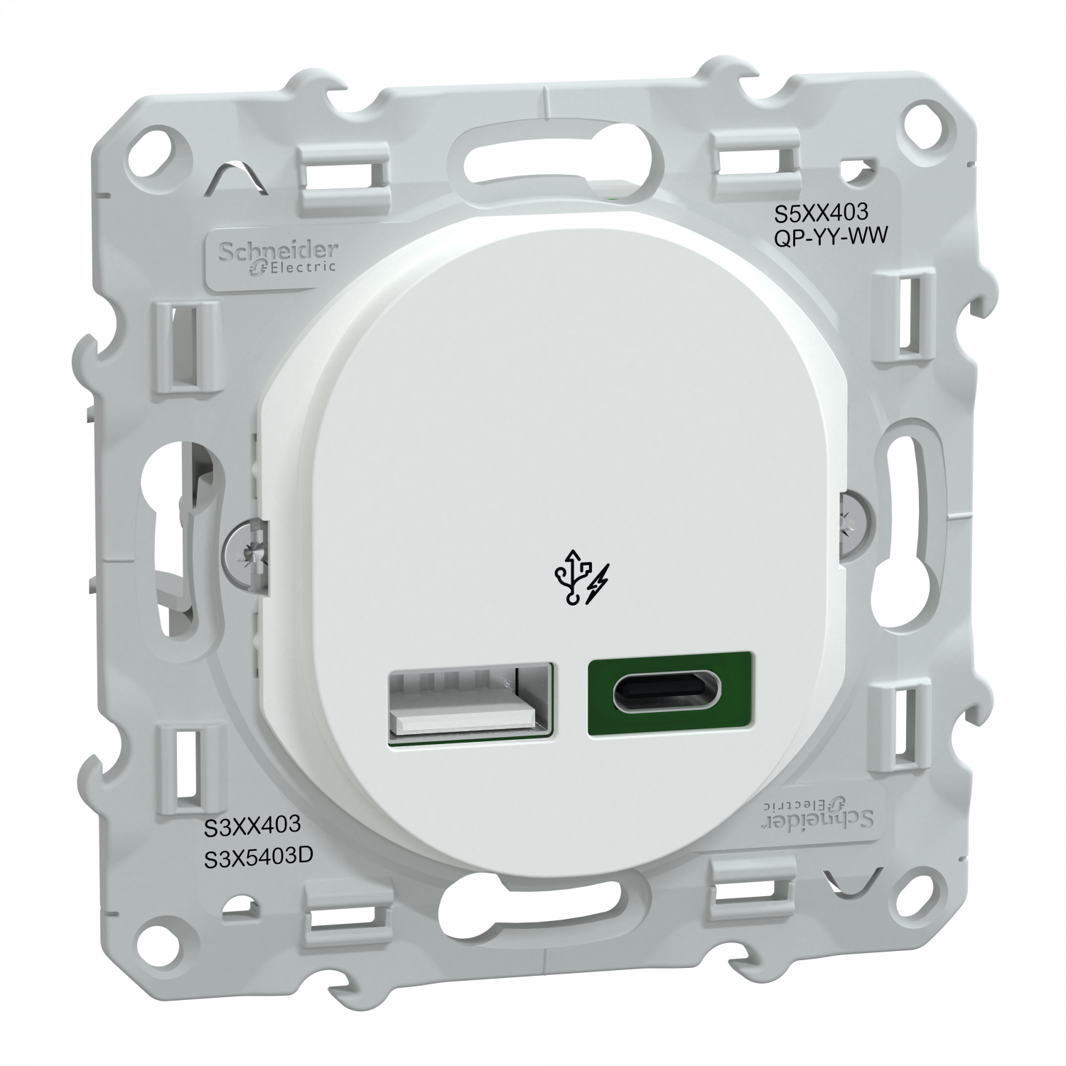 Ovalis - Chargeur USB type A 7,5W +C 45W - Forte puissance type C - Blanc