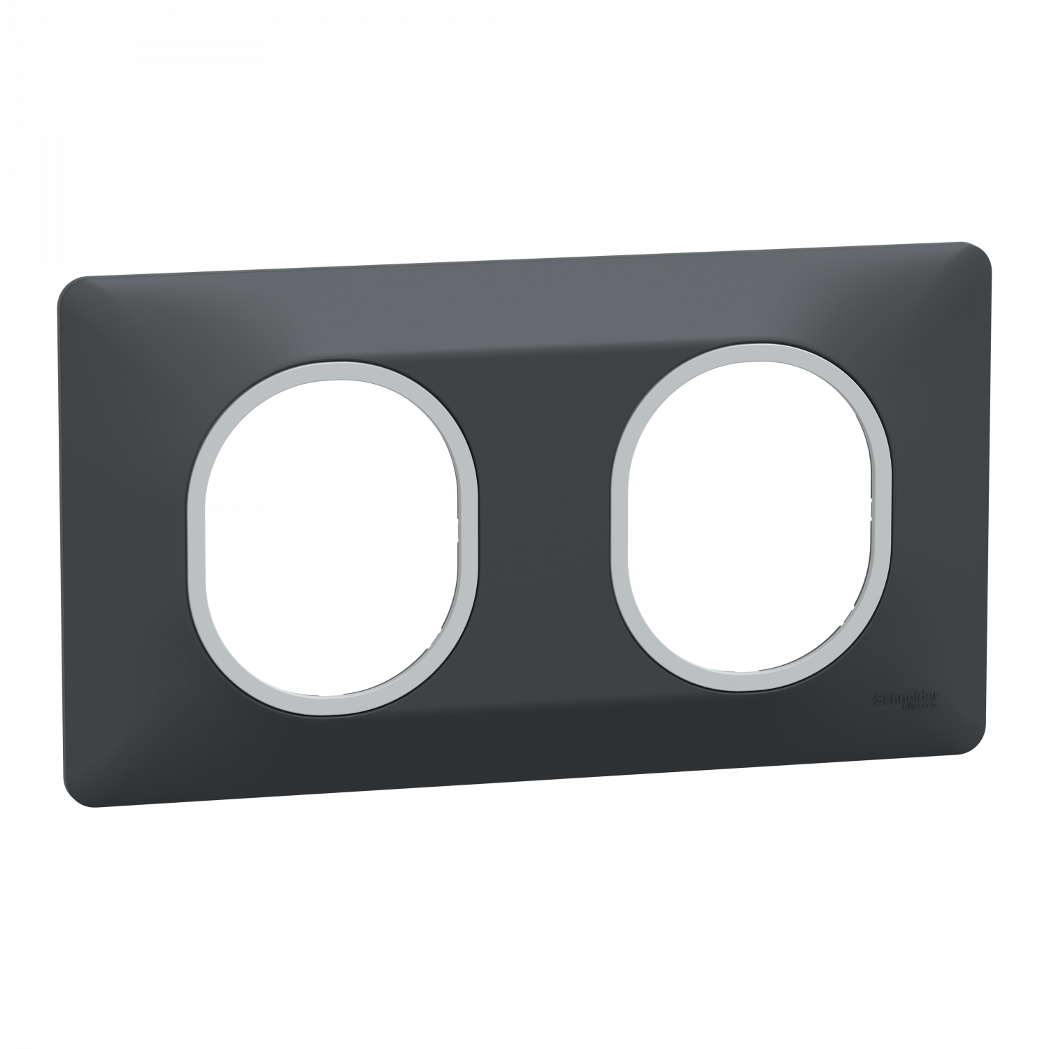 Ovalis - plaque de finition - 2 postes hor - 71mm - anthracite - argent chromé