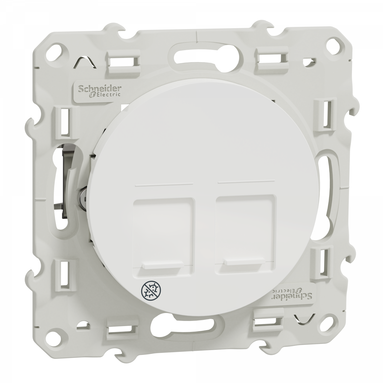 Odace - prise double RJ45 cat.6 STP - grade 2TV min à grade 3TV - antibactérien