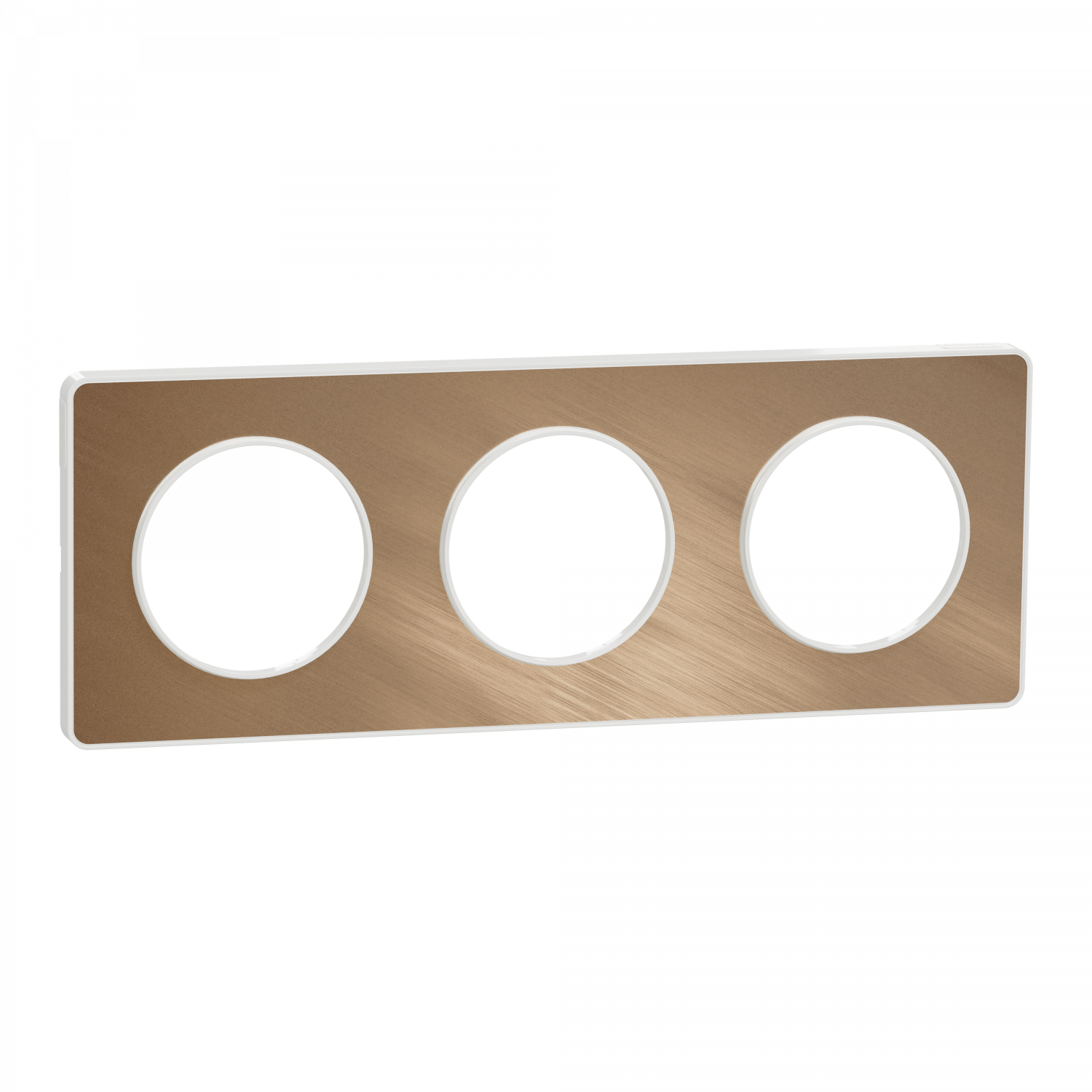 Odace Touch - plaque 3 postes horiz/vert 71mm bronze brossé avec liseré blanc