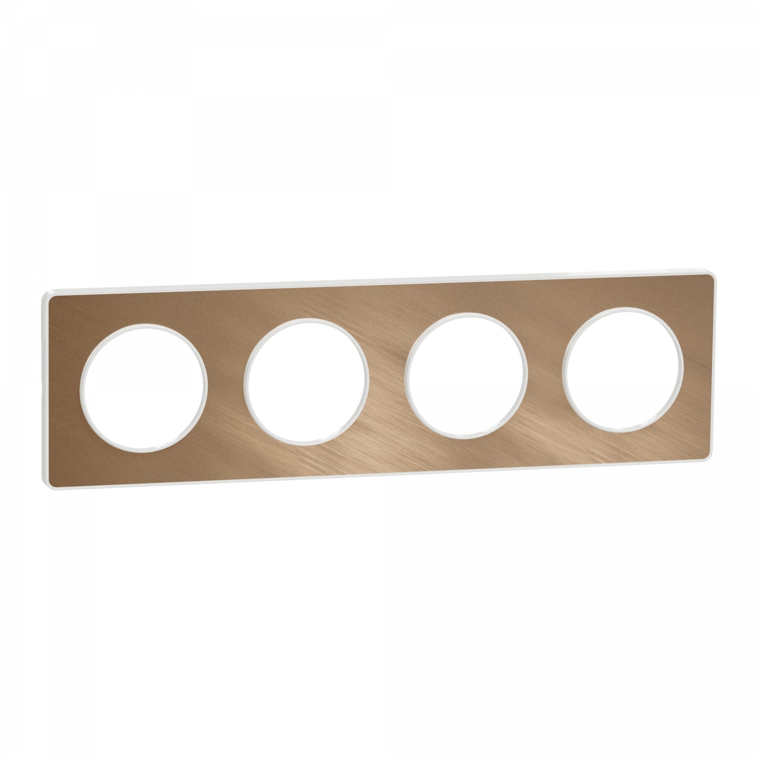 Odace Touch - plaque 4 postes horiz/vert 71mm bronze brossé avec liseré blanc