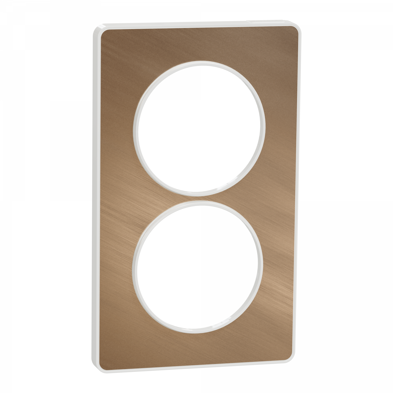 Odace Touch - plaque 2 postes verticaux 57mm bronze brossé avec liseré blanc