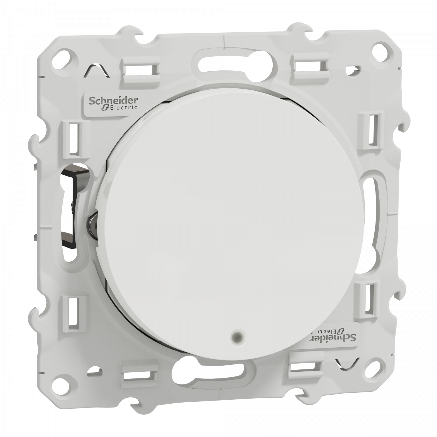 Odace - poussoir lumineux - blanc - 10A - à griffes - voyant LED bleu 0,15mA