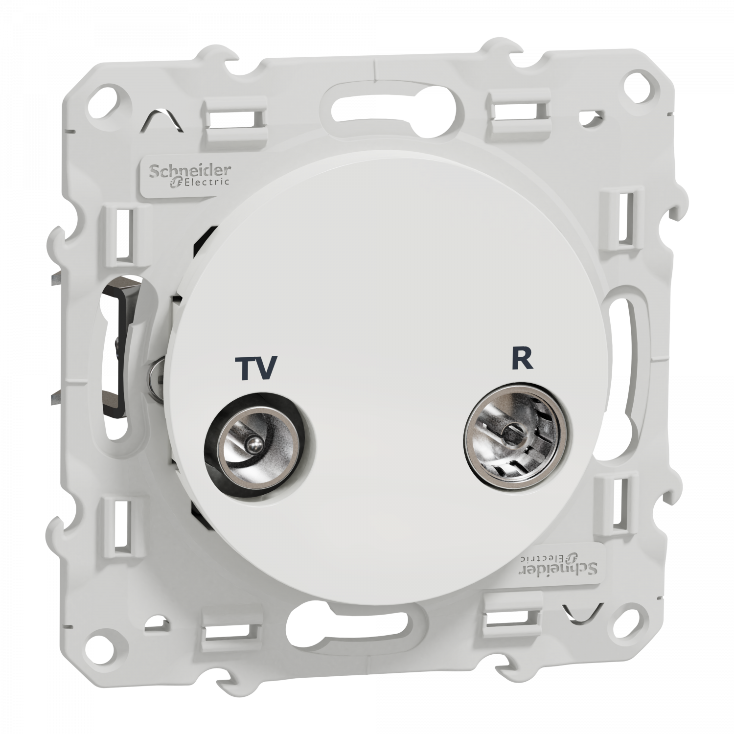 Odace - prise TV/FM - blanc - individuelle - griffes montées