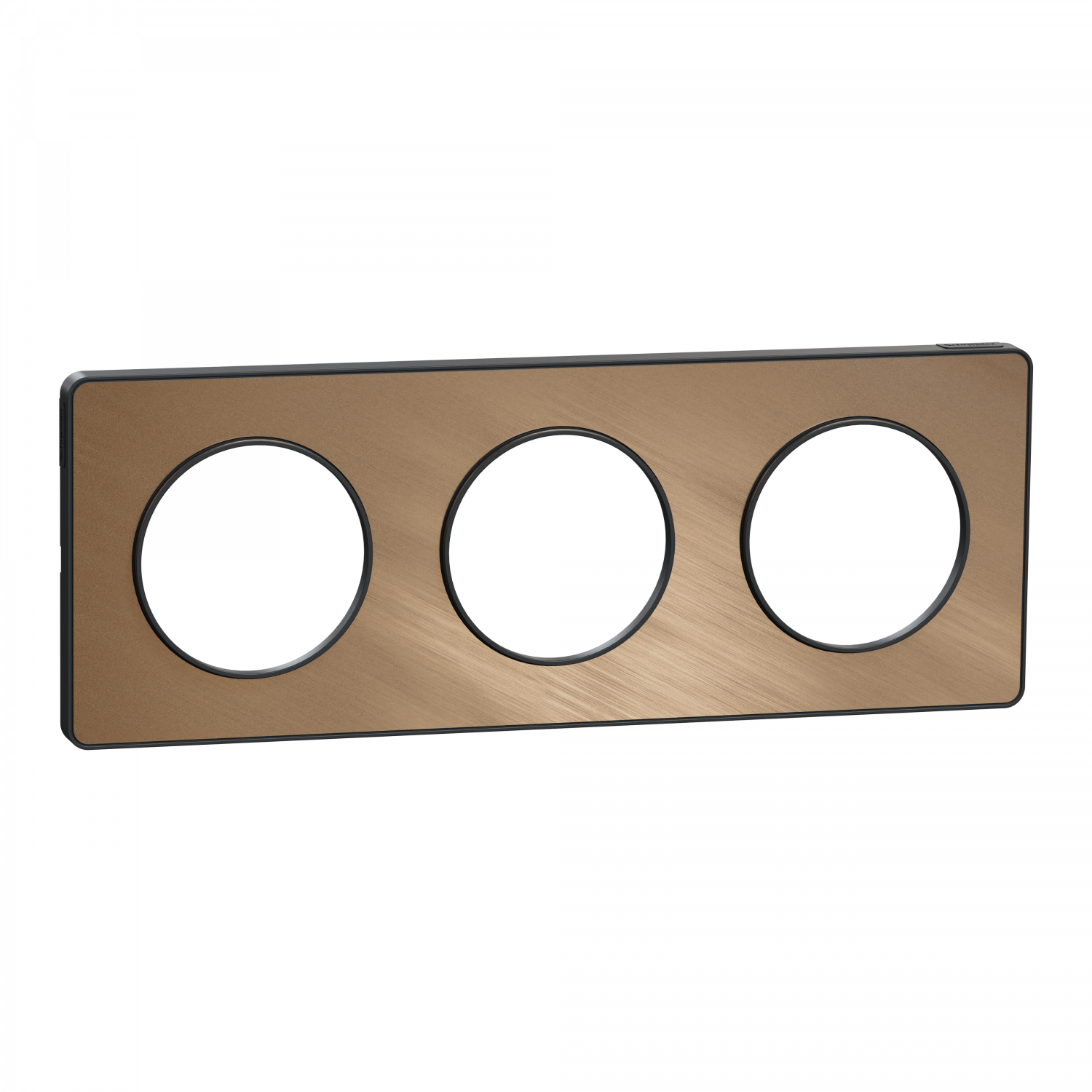 Odace Touch - plaque 3 postes horiz/vert 71mm bronze brossé avec liseré anth