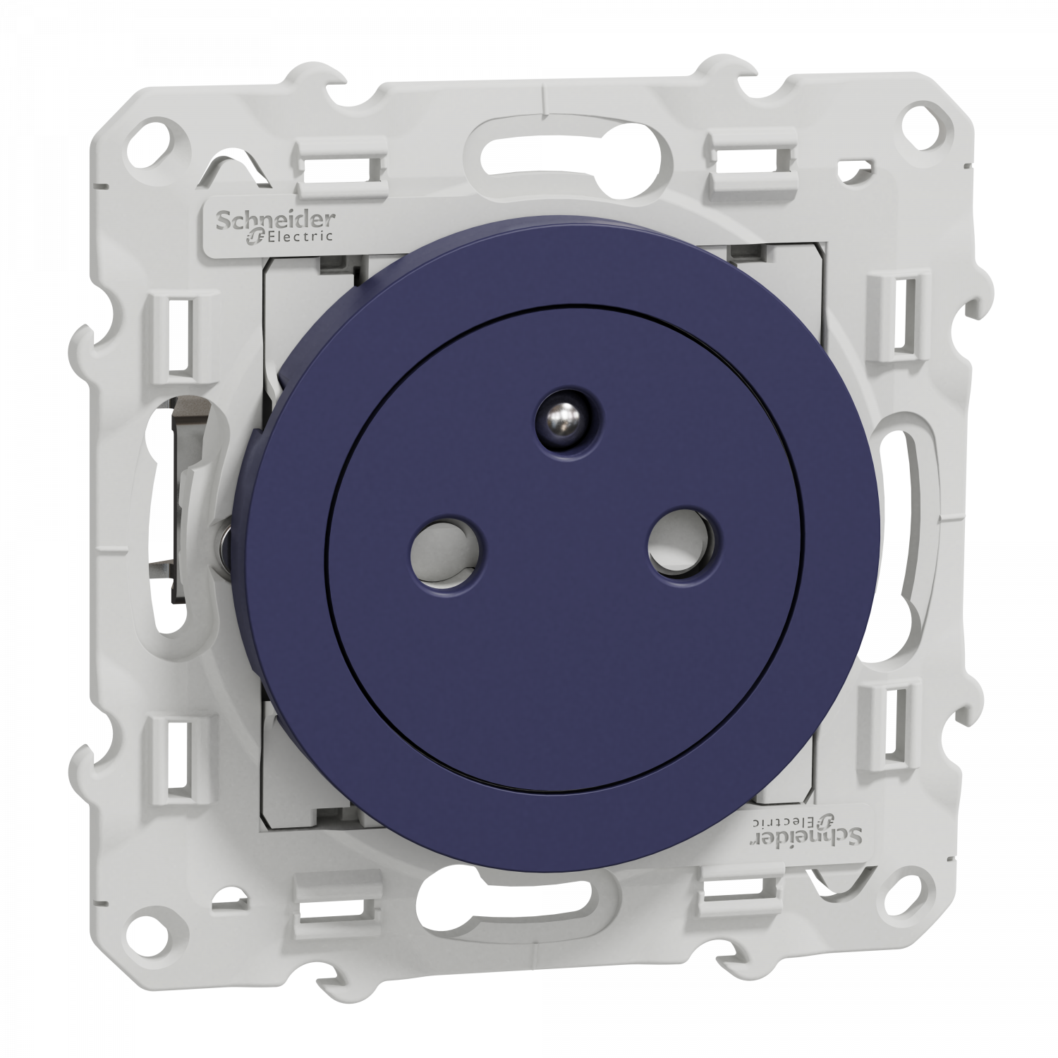 Odace - prise de courant 2P+T affleurante - cobalt - griffes montées