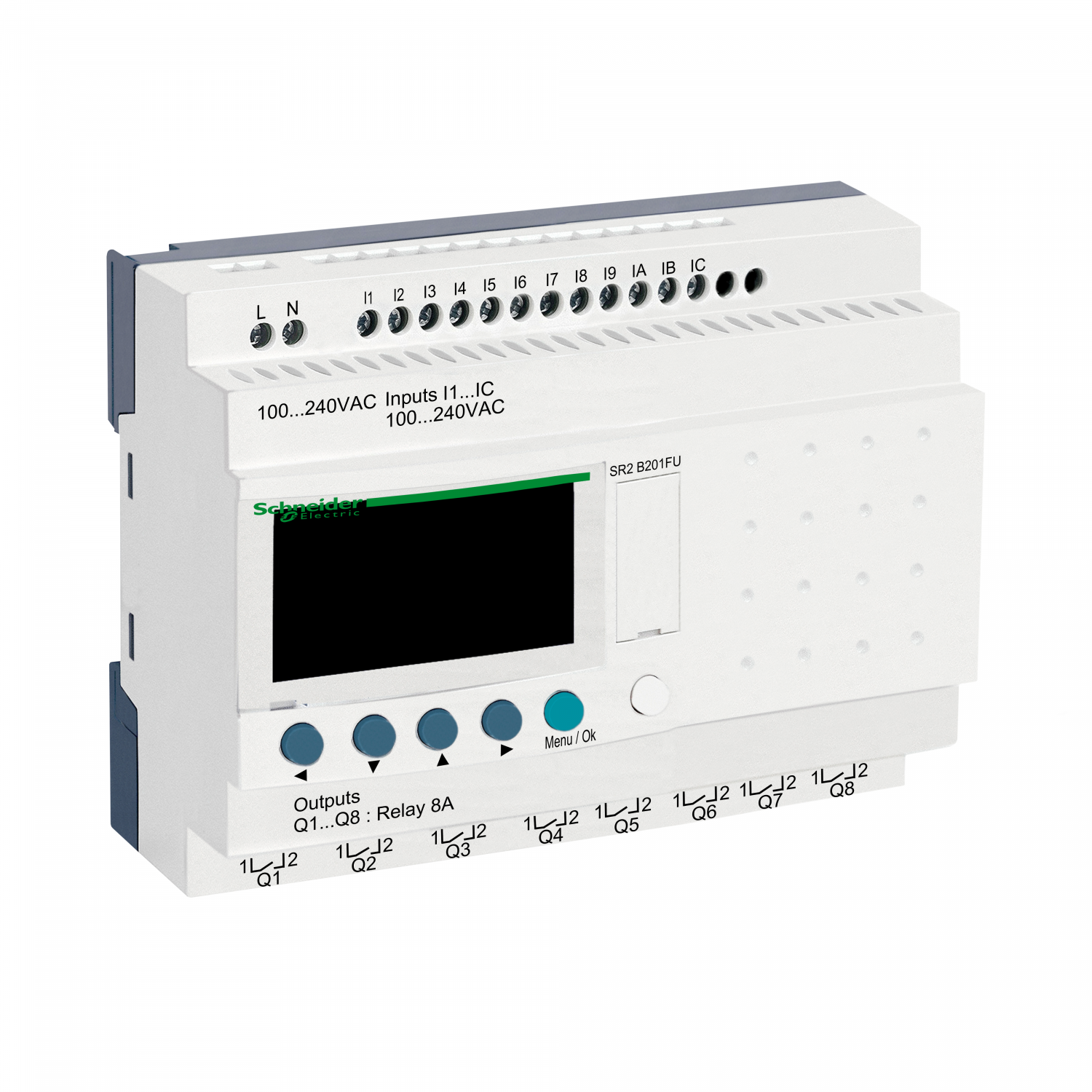 Zelio Logic - relais intelligent compact - 20E/S 100..240Vca - horloge - affi.