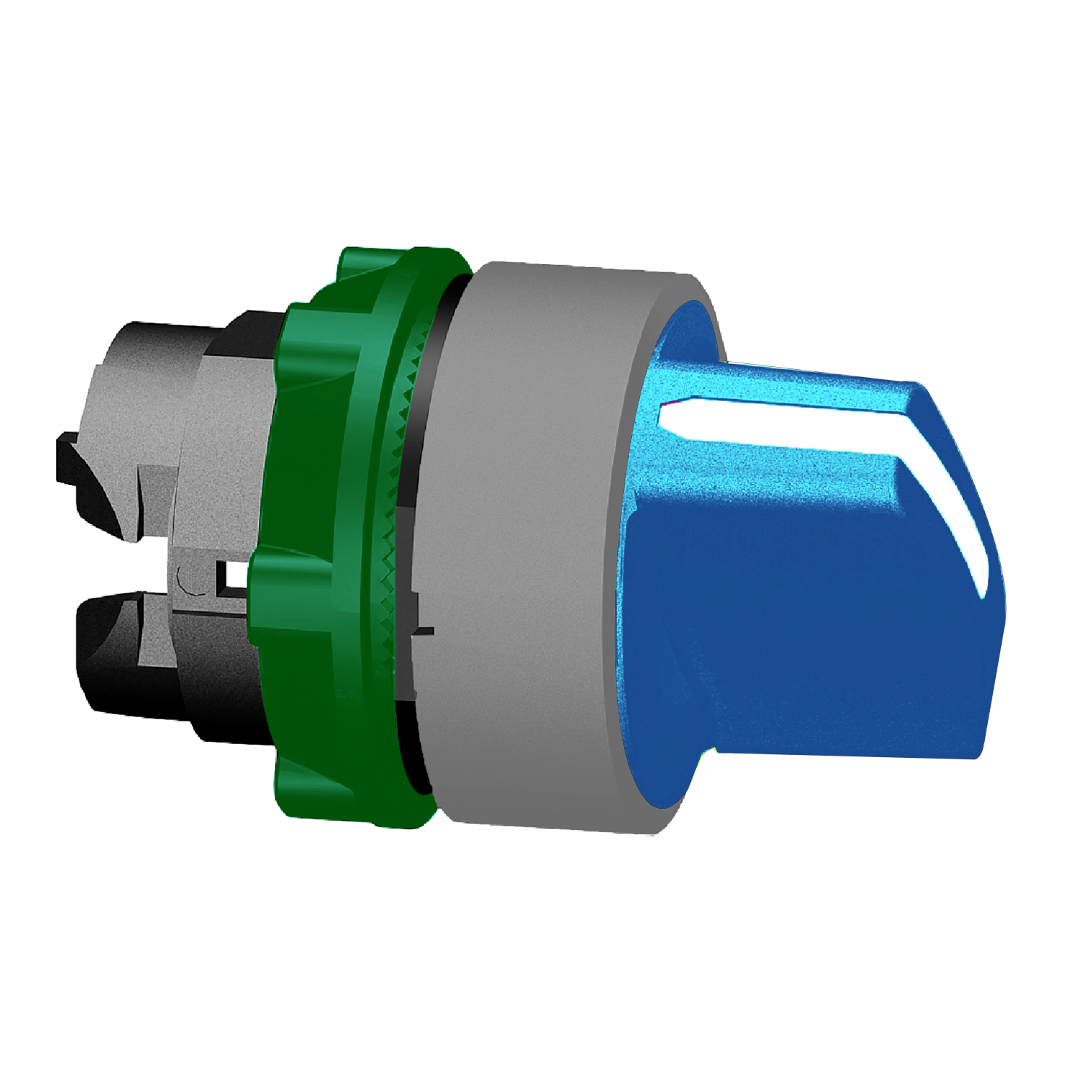 Harmony XB5 - tête de bouton tournant - Ø22 - col grise - 2 pos fixes - bleu
