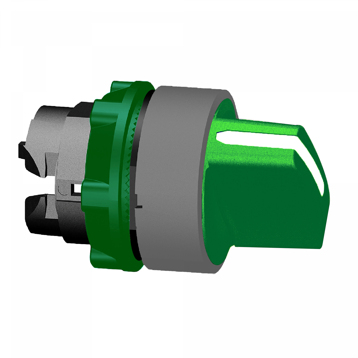 Harmony XB5 - tête bouton tournant - Ø22 - col grise - 3 pos rap D au C - vert