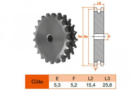 Disque 10 dents pas 9,525 double