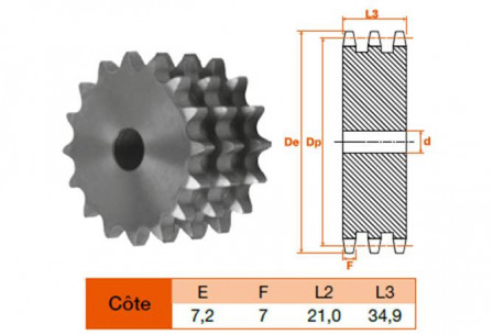 Disque 100 dents pas 12,7 triple