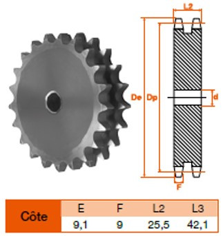 Disque 11 dents pas 15,8 double