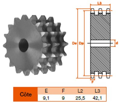 Disque 100 dents pas 15,8 triple