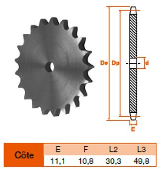 Disque 100 dents pas 19,05 simple 