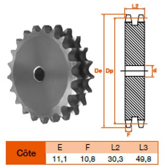 Disque 10 dents pas 19,05 double