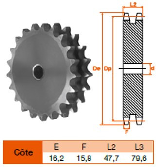 Disque 10 dents pas 25,4 double