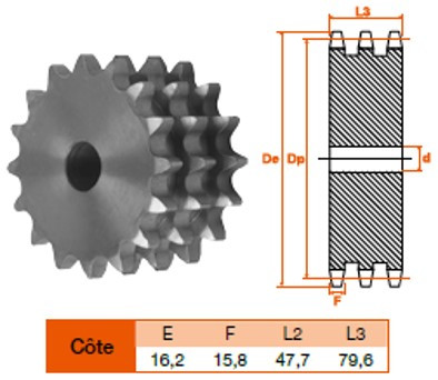 Disque 11 dents pas 25,4 triple