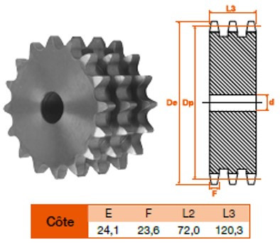 Disque 10 dents pas 38,10 triple