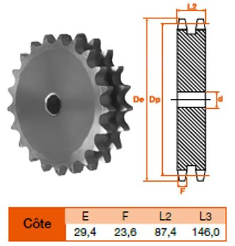 Disque 10 dents pas 50.8 double