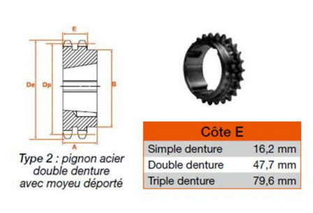 Pignon 26 dents pas 25,4 double 3020