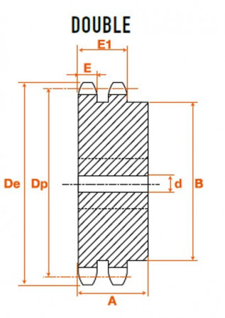 Pignon 45 dents pas 9,525 double