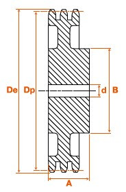 Roue fonte 45 dents pas 19,05 triple